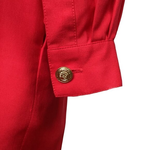 Liz Claiborne 100% Silk Shirt Dress Embroidered Pocket Belted Petite 6 Red #189A - Picture 9 of 13